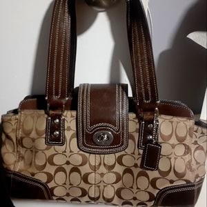 Coach Hampton Signature Leather Satchel